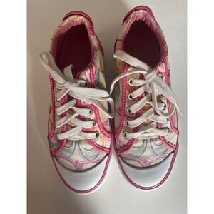 Coach Barrett Sneaker Size 6.5 Pink‎ Canvas Signature C Print Y2K GUC